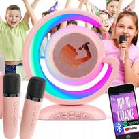 Zestaw Karaoke 2 Mikrofony Bezprzewodowy Przenośny Głośnik Bluetooth Led