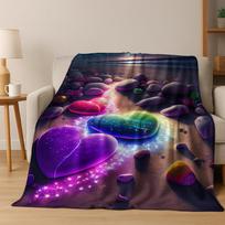 3D Cobblestone  Soft Stone Pebble Flannel Blanket Soft Warm Blanket for Bedroom Living Room Bed Travel Camping Picnic Gift 75x90cm