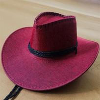 Linen Western Cowboy Hat Wide Brim Climbing Hat Summer Sun Hat Sun Protection Cap Cycling Cap Beach Sunscreen Cap Woman/Female raudona