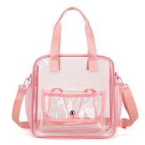 Large Capacity Transparent Crossbody Bag Waterproof PVC Washing Storage Bag Single Shoulder Sports Tote Bag Toiletries Handbag rožinė