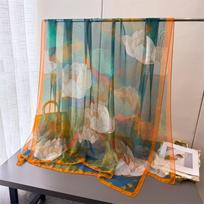 Lightweight Polyester Women Thin Scarf 185*120cm Breathable Tourism Long Shawl Soft Versatile Sunscreen Headscarf Beach