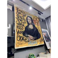 Mona Lisa Graffiti Tapestry Bohemian Beach 75x100 juoda