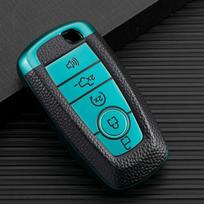 For Ford Fusion Mustang F-150 F-250 F-350 F-450 F-550 2017 - 2020 TPU Leather Car Remote Key Case Cover Keyless Fob Shell Holder žalia