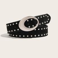 Spicy Girl Leopard Print Waistband Pin Buckle Men Belt Trend Suede Rivet Belt  Male juoda