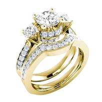 Women Zircon Full Pave Inlaid Bridal Ring Set Three Stone Engagement Wedding Band Jewelry 8 auksas