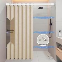 Punch-Free Polyester Shower Curtain Set smėlio spalvos užuolaida