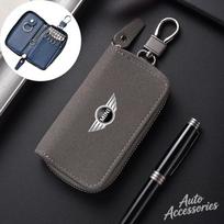 Leather Car Key Case Multifunction Unisex Zipper Wallet Accessory For Bmw Mini Cooper Clubman Countryman R57 R58 R59 R60 sticker