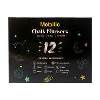 12 Colored Removable Metallic Liquid Chalk Marker Pen Set for Blackboard LED Board Glass Ceramics