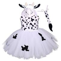 Kids AnimalCostume Baby Girl Forest Theme Giraffe Cow Tiger Leopard Zebra Print Tutu Dress Birthday Cosplay Jungle Party Outfit 6-12M