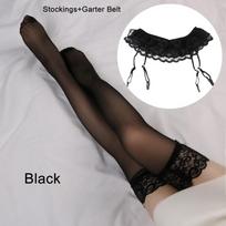 Hot Leggings Women Stockings Socks+Suspender Garter Belt Thigh-Highs Lace Top 35-39 juoda