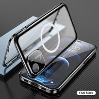 360° Dvipusis užsegamas Magsafe dėklas iPhone 16 15 14 13 12 Pro Max Plus skaidrus magnetinis belaidžio įkrovimo matinis apsauginis dangtelis For iPhone 16 Pro Max juoda