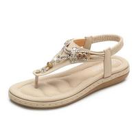 Batai Moteriški Vasariniai Romos Sandalai Retro Su Klipu Pirštui Cirkonio Platforma Pleištas Paplūdimio Bohemiški Šlepetės Sandalias De Mujer 35 beige