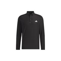 Adidas ilgomis rankovėmis tamprus polo marškinėlis Vienspalvis su logotipu Golfo vyriški polo marškinėliai Juodas HZ6045 L
