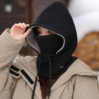 Winter Scarf Cover One-piece Knitted Hat Outdoor Women Riding Electric Vehicle Mask Windproof Ski Fleece Lei Feng Hat ONE SIZE