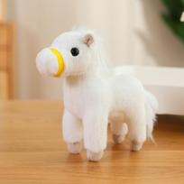 Miela simuliacinė ponio lėlė pliušinis žaislas mažas baltas arkliukas zodiako arklių metų lėlė vaikams, raminanti lėlė 16cm（0.05kg）