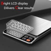 High-Precision Kitchen Scale with LCD Display, 0.01g Accuracy, Ideal for Baking and Jewelry. 3000g/0.1g aukščiausios sidabro spalvos