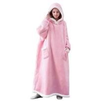 Yousheng Wearable Blanket Hoodie for Adults Women Men Oversized Sherpa Fleece Sweatshirt Blanket Cozy Plush Flannel Nightgown with Pockets L rožinė