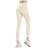 Moteriški ilgi greitai džiūstantys fitneso sportiniai keliai, aptempti keliai aukštu juosmeniu, bėgimo keliai su sėdmenų pakėlimu L smėlis
