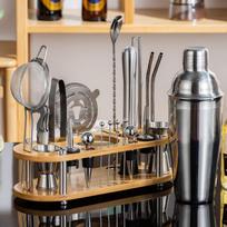 Stainless Steel Cocktail Shaker Barware Set with Tray