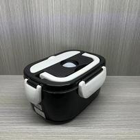 Portable Stainless Steel Electric Bento Box with Insulation and Quick Plug-in Heating EU (PP Car Use) juoda balta spalva