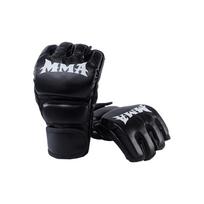 1 Pair Of Pu Boxing Gloves Mma Gloves Half Finger Sandbag Taekwondo Muay Thai Gloves Professional Boxing Training Equipment juoda