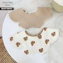 7-Layer Pure Cotton Newborn Petal Bib, Double-Sided Korean Style for Boys & Girls lokio galvos spalva