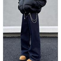 Vyriški Vintažiniai Juodi Išskalbti Laisvi Džinsai Oversize Plati Koja Džinsiniai Kelnės Streetwear S mėlyna