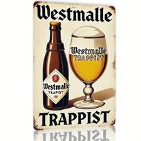 Vintažinis Westmalle Trappist alaus metalinis ženklas Geležies sienos menas Retro plakatas voniai virtuvei miegamajam sodui garažui viešbučiui 20x30cm（7.8x11.8inch） beige