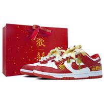 Nike Dunk Lightweight And Breathable Low top Skateboard Shoes Unisex Wedding Red DD1873-116(Team975-S-BOX) 42