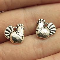 10pcs Animal Charms Rooster Cock Chicken Charms Antique Silver Color Pendants DIY Crafts Making Findings Handmade Jewelry
