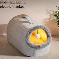 Heating Cat House Cat Nest Electric Blanket Winter Warmth Closed Temperature Control Cat Safety Nest Pet Sleeping Supplies (Grey,42x28x28cm) pilka