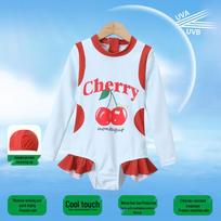 Montagut Girls' Cherry Print One-Piece Swimsuit 140 mėlyna