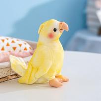 17CM Geltonas papūgos pliušinis žaislas Minkštas kimštas gyvūnas Animacinis paukščio lėlė Mielas stalo augintinis Juokingas pliušinis žaislas Vaikų gimtadienio dovanos
