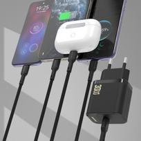 Dudao sieninis įkroviklis A27PCEU PD 30W GaN USB-C su USB-C laidu - juodas