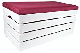 Pufa Kufer Skrzynia Drewniana Sosnowa Siedzisko 80Cm Malowana Biała - 50 Wzorów