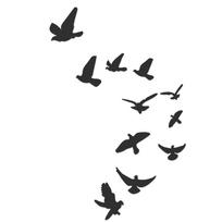 11pcs Acrylic Bird Mirror Wall Sticker Self Adhesive Bird Decorative Wall Mirror Gold Black Silver 29.13 X 16.54 in juoda