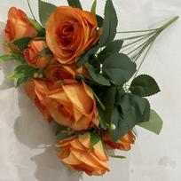Sophie Real Touch Rose Bouquet Artificial 10 Stems Wedding Floral Home Decor Orange