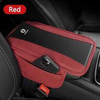 Leather Car Arm Rest Cushion Center Console Box Storage Cover For Volvo XC60 V50 V40 XC90 S60 S40 S80l V90 V60 EX90 S90 XC40 C40 raudona