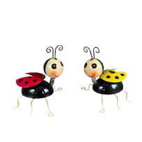 Metal Ladybug Garden Figurines Decorative Outdoor Yard Art Ornament for Patio Lawn Pathway Home Indoor Sculpture Set One Size