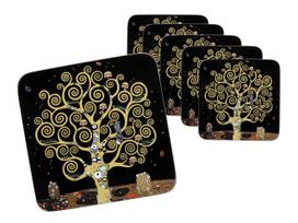 Komplet 6 Podkładki Korkowe Gustav Klimt Drzewo Życia Zestaw 6Szt