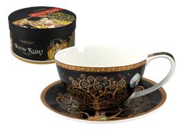 Filiżanka Ze Spodkiem Gustav Klimt Drzewo Życia Czarna Porcelana