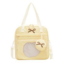Fashion Lace Decoration Bow Ita Bag PVC Solid Color Transparent Shoulder Bag Ulzzang Japanese Style Badge Display Bag Girl geltona