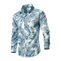 Men Long Sleeve Button Down Shirt Paisley Bandana Print Casual Streetwear Top M