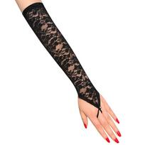 Wedding Thin Ultra Floral Women Elbow Fingerless Mitten Long Lace Gloves Thin Gloves Women Gloves juoda
