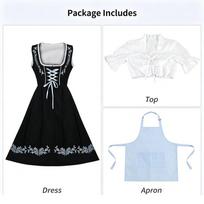 Women's Oktoberfest Dirndl Dress, Bavarian Beer Festival Costume with Apron & Blouse for Halloween & Themed Parties XS mėlyna