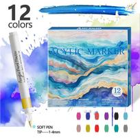 60 Colors Straight Liquid Acrylic Paint Markers, Water-Based Ink Brush Pens for Adult Coloring Books, Rock, Wood, Ceramic Fabric