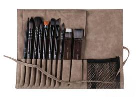 Watercolor Paint Brush 10pcs Flannelette Pen Bag Set Grey Rat Hair Color Nylon Paintbrush Artist Art Travel Watercolor Creation