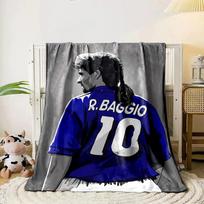 A blue sports jersey with  R. BAGGIO  and number 10 on the back. for all seasons blanket lunch break throw gift 80cm x 120cm