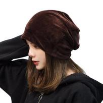 Women Beanie Hat Elastic Soft Solid Color Baggy Slouchy Keep Warm No Brim Plush Women Winter Beanie Fashion Accessories kava