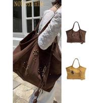 Lazy style suede messenger tote bag minimalist retro large capacity handbag foreign style underarm bag